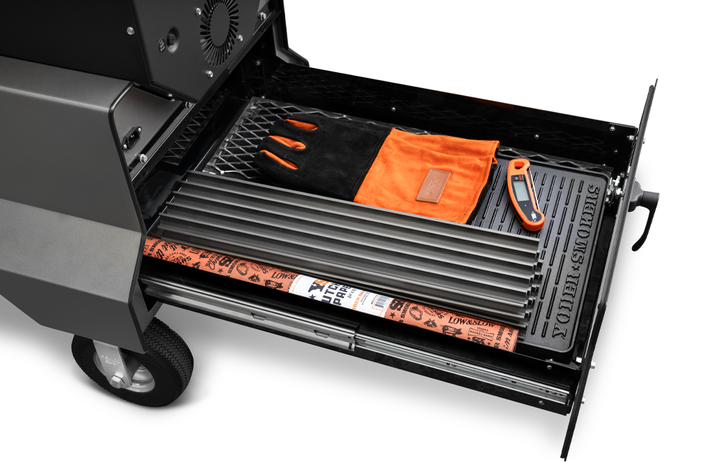 Yoder Smokers YS480S Pellet Grill on Competition Cart with Storage Drawer