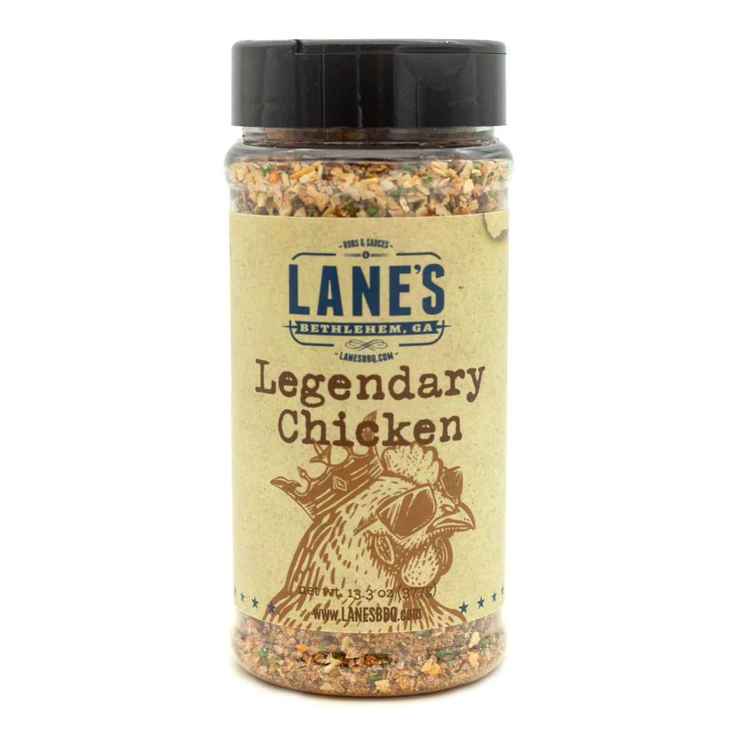 Lane’s Legendary Chicken Rub & Seasoning – all-purpose chicken and poultry rub for grilling, smoking, and oven-baked dishes.