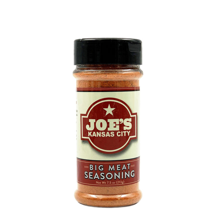 Bottle of Joe’s Kansas City Big Meat Seasoning barbecue rub ideal for brisket, pulled pork, and smoked beef