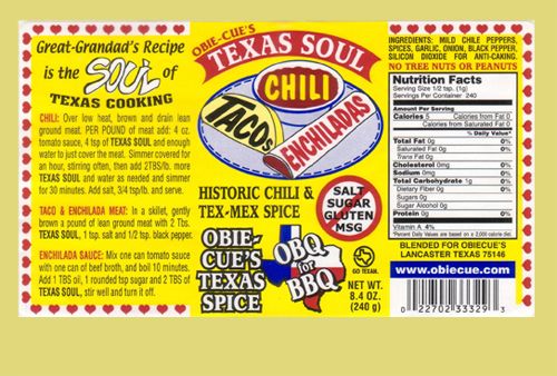 Obie-Cue’s Texas Soul Chili & Tex-Mex Seasoning