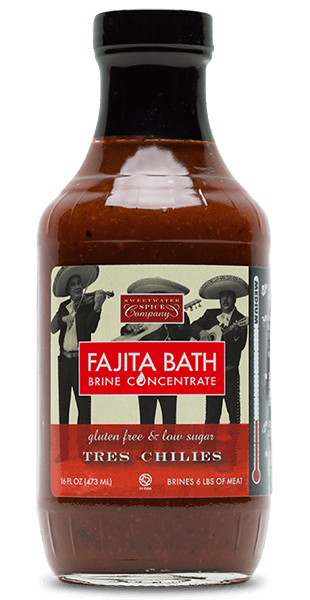 Sweetwater Tres Chilies Fajita Bath Brine – 16 oz bold Southwest marinade