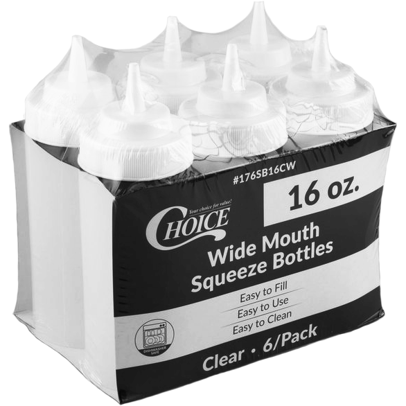 Choice 16 oz. Wide Mouth Squeeze Bottles | 6 Pack