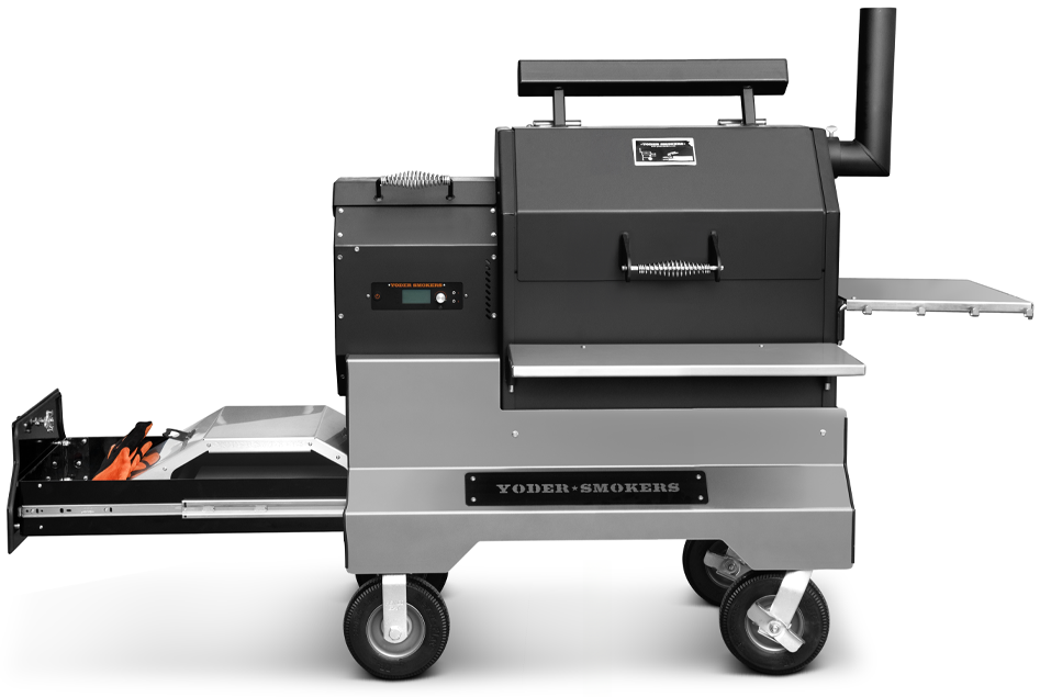 Yoder Smokers YS480S Pellet Grill on Competition Cart with Storage Drawer