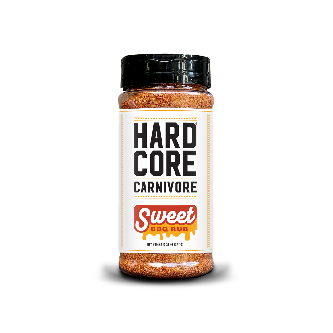 Hardcore Carnivore Sweet BBQ Rub – 11 oz bottle of pork and rib seasoning