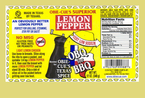 Obie Cue’s Lemon Pepper Rub - Gluten Free