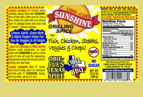 Obie Cue’s Sunshine Grilling Spice - Gluten Free
